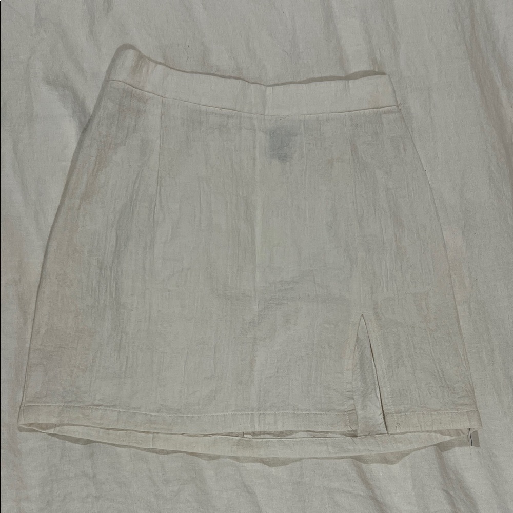 White Linen Mini Skirt
